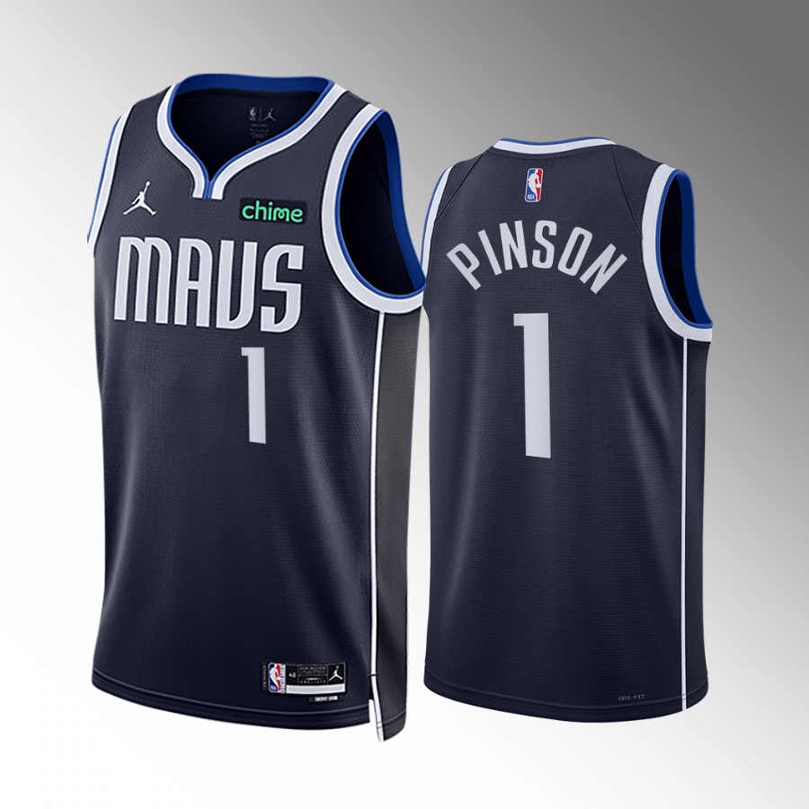 Theo Pinson 2022-23 Dallas Mavericks Navy #1 Statement Edition Jersey Swingman