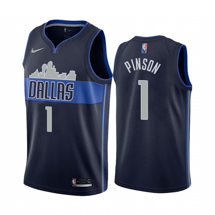 Theo Pinson Dallas Mavericks 2021-22 Statement Edition Navy #1 Jersey NBA75th Season