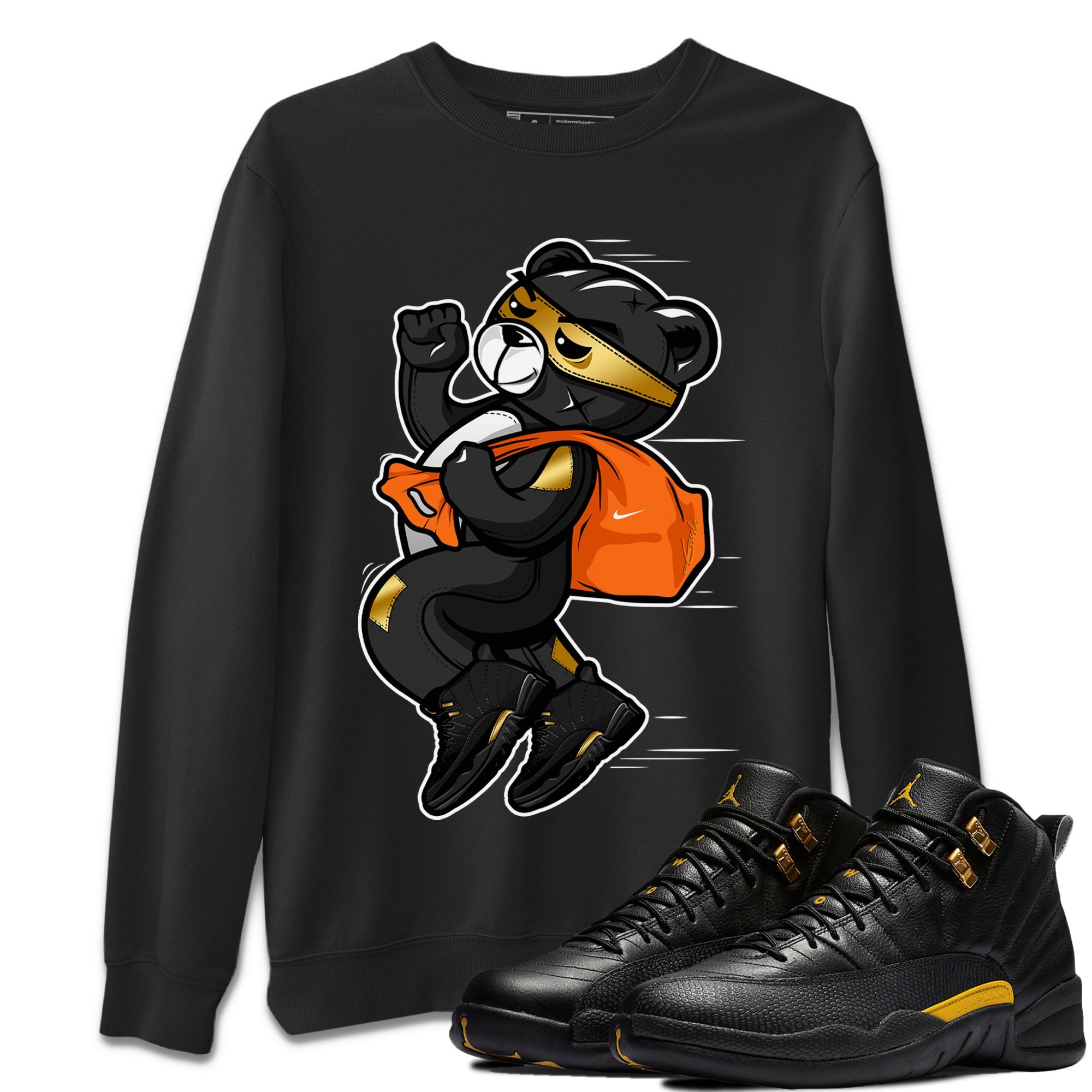 Thief Bear Unisex Sweater – Air Jordan 12 Black Taxi, Sneakers Matching Sweater