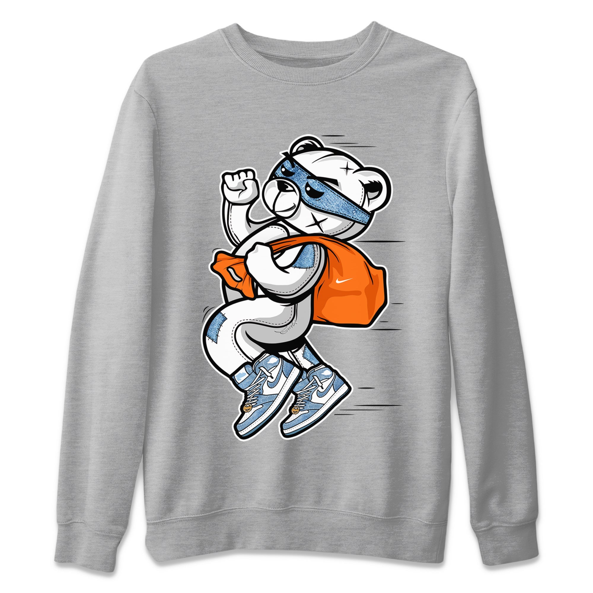 Thief Bear Unisex Sweater – Air Jordan 1 Denim, Sneakers Matching Sweater