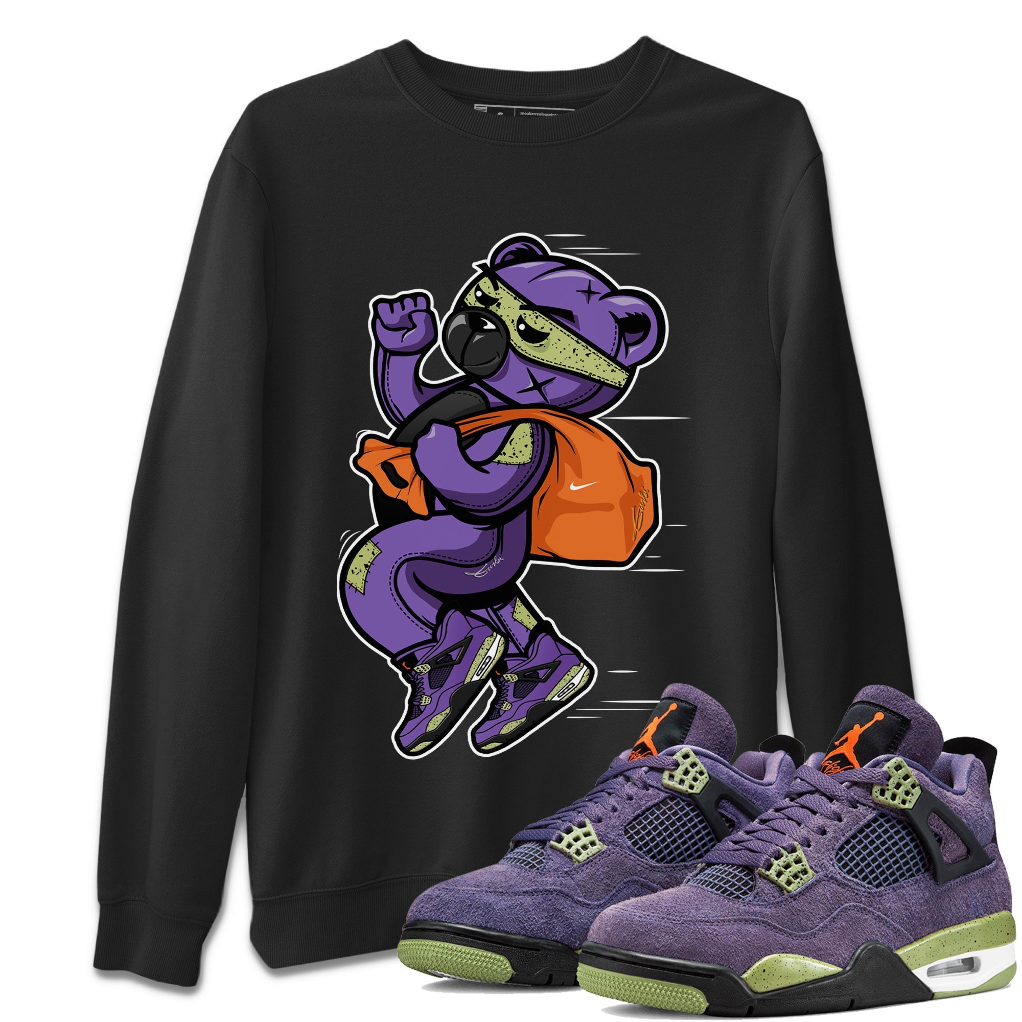 Thief Bear Unisex Sweater – Air Jordan 4 Canyon Purple, Sneakers Matching Sweater