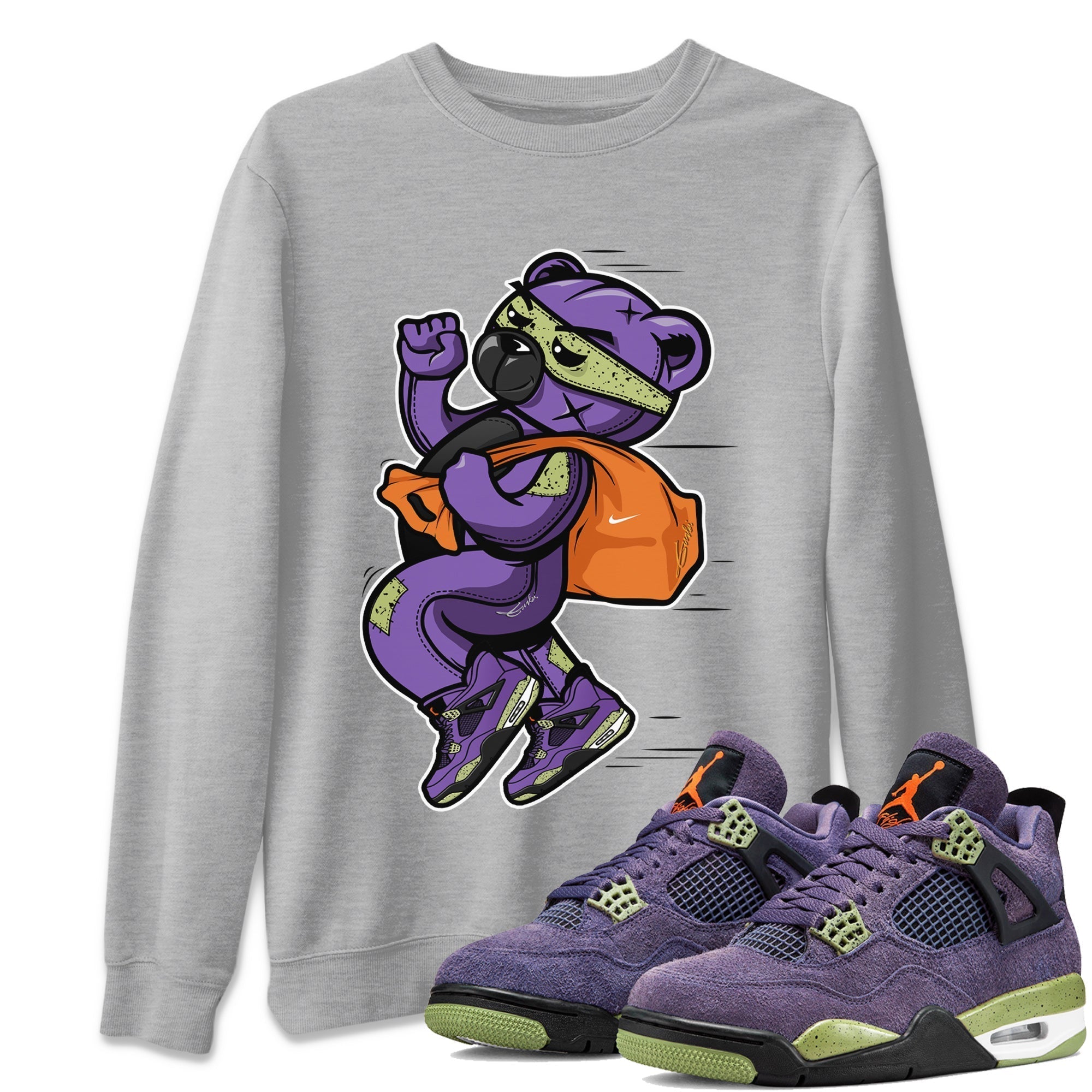Thief Bear Unisex Sweater – Air Jordan 4 Canyon Purple, Sneakers Matching Sweater