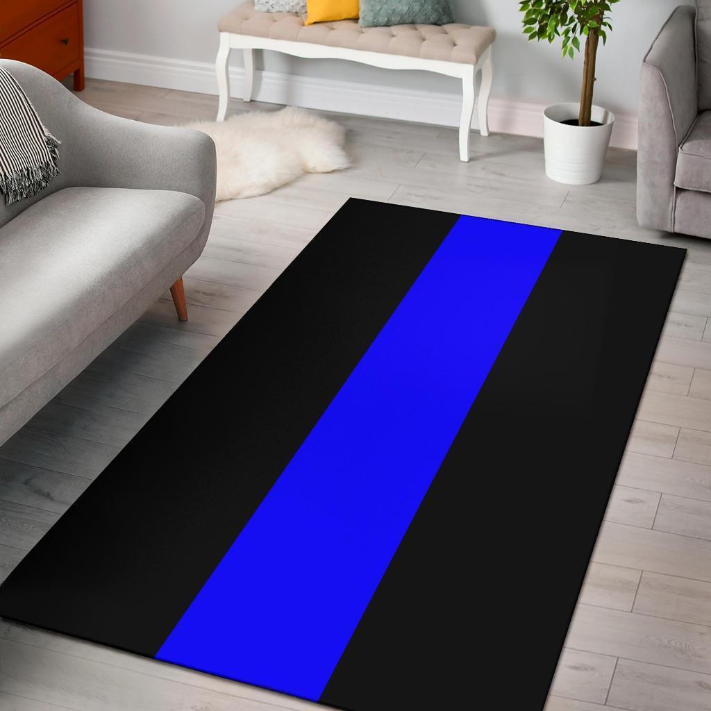 Thin Blue Line Area Rectangle Rug