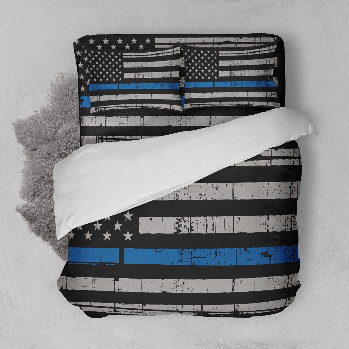 Thin Blue Line Duvet Cover Bedding Set