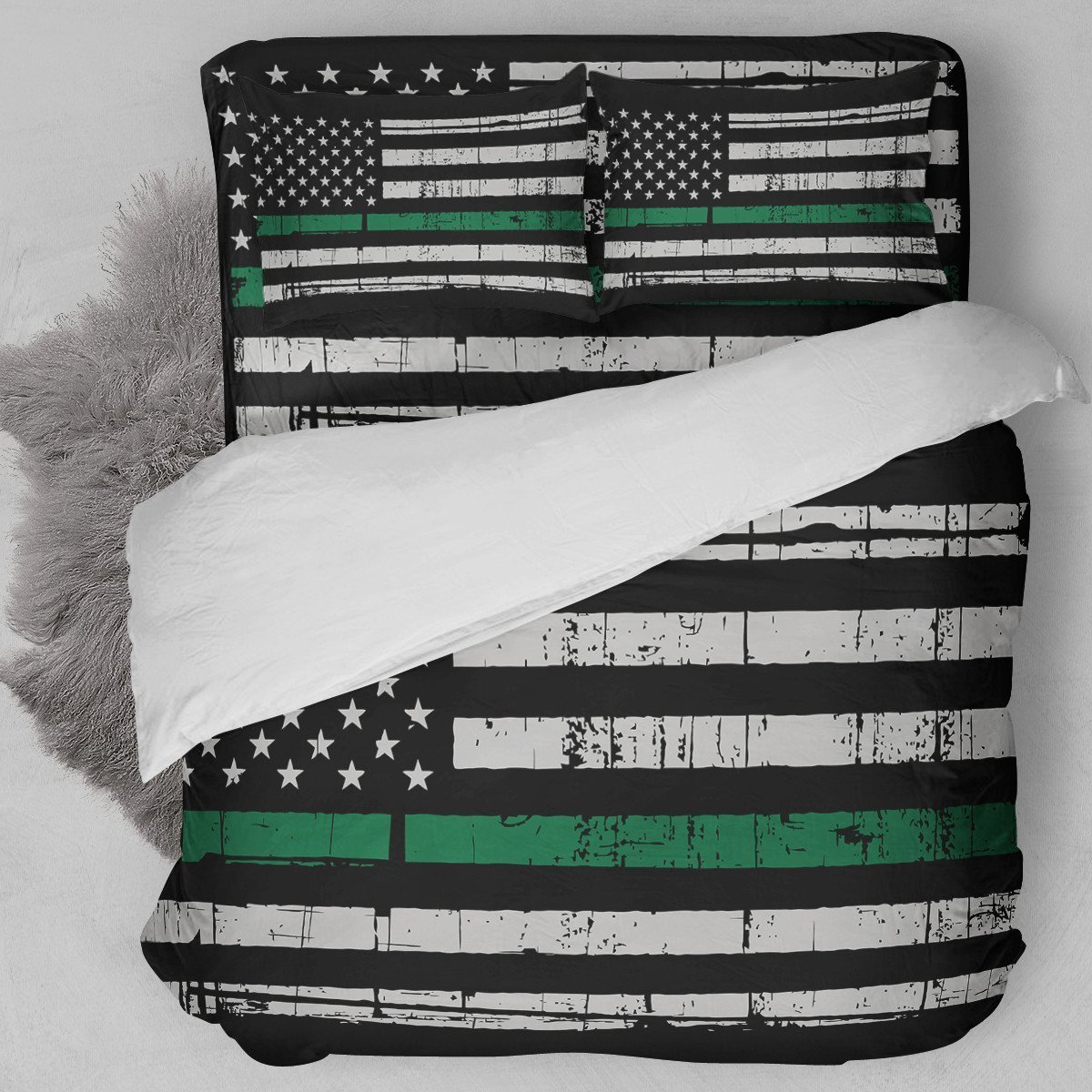 Thin Green Line Duvet Cover Bedding Set