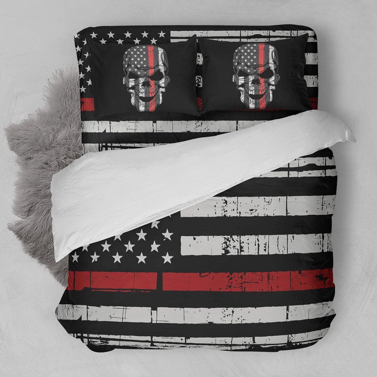 Thin Red Line Firefighter Duvet Cover Bedding Set