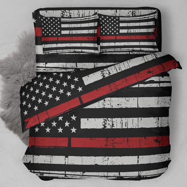 Thin Red Line Firefighter New 3D Customized Duvet Cover Bedding Set