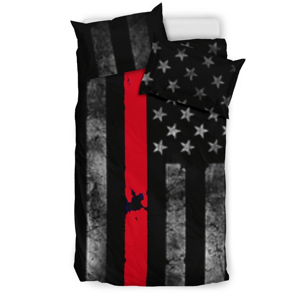 Thin Red Line Firefighter Support Duvet Cover Bedding Set