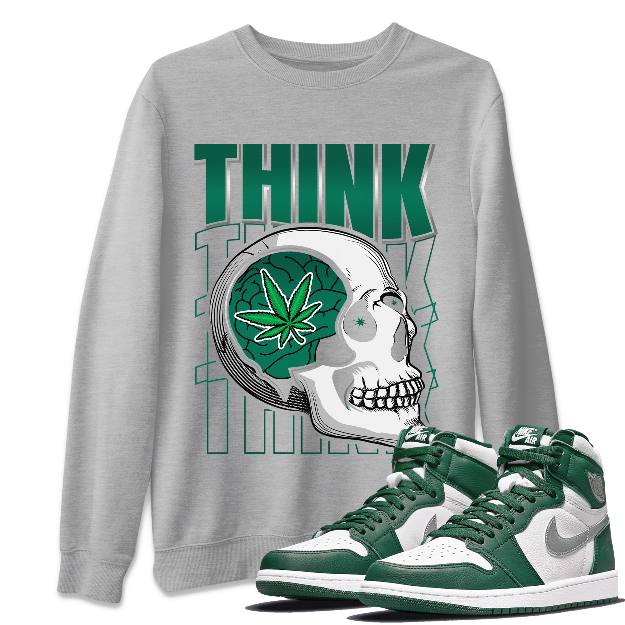 Think Skeleton Unisex Sweater – Air Jordan 1 Gorge Green, Sneakers Matching Sweater