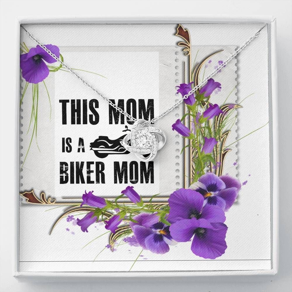 This Mom Is A Biker Mom Orchid Flowers Love Knot Necklace Gift For Mom