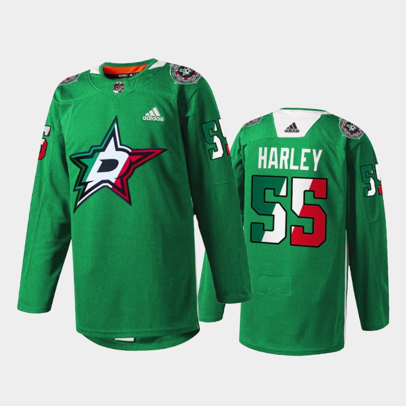 Thomas Harley Dallas Stars Noche Mexicana Jersey Green #55 Special Warmup