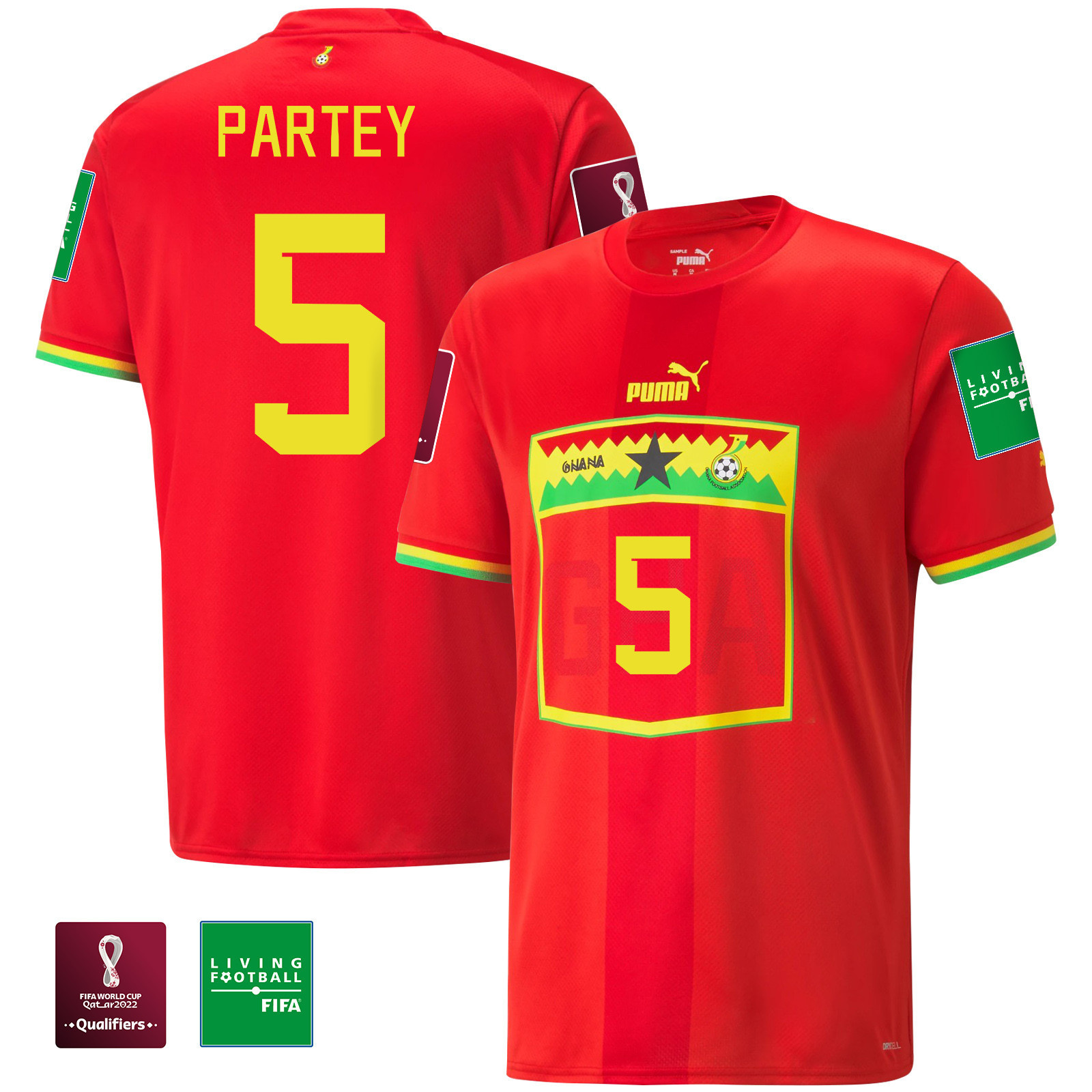Thomas Partey 5 Ghana National Team FIFA World Cup Qatar 2022 Patch – Away Soccer Jersey