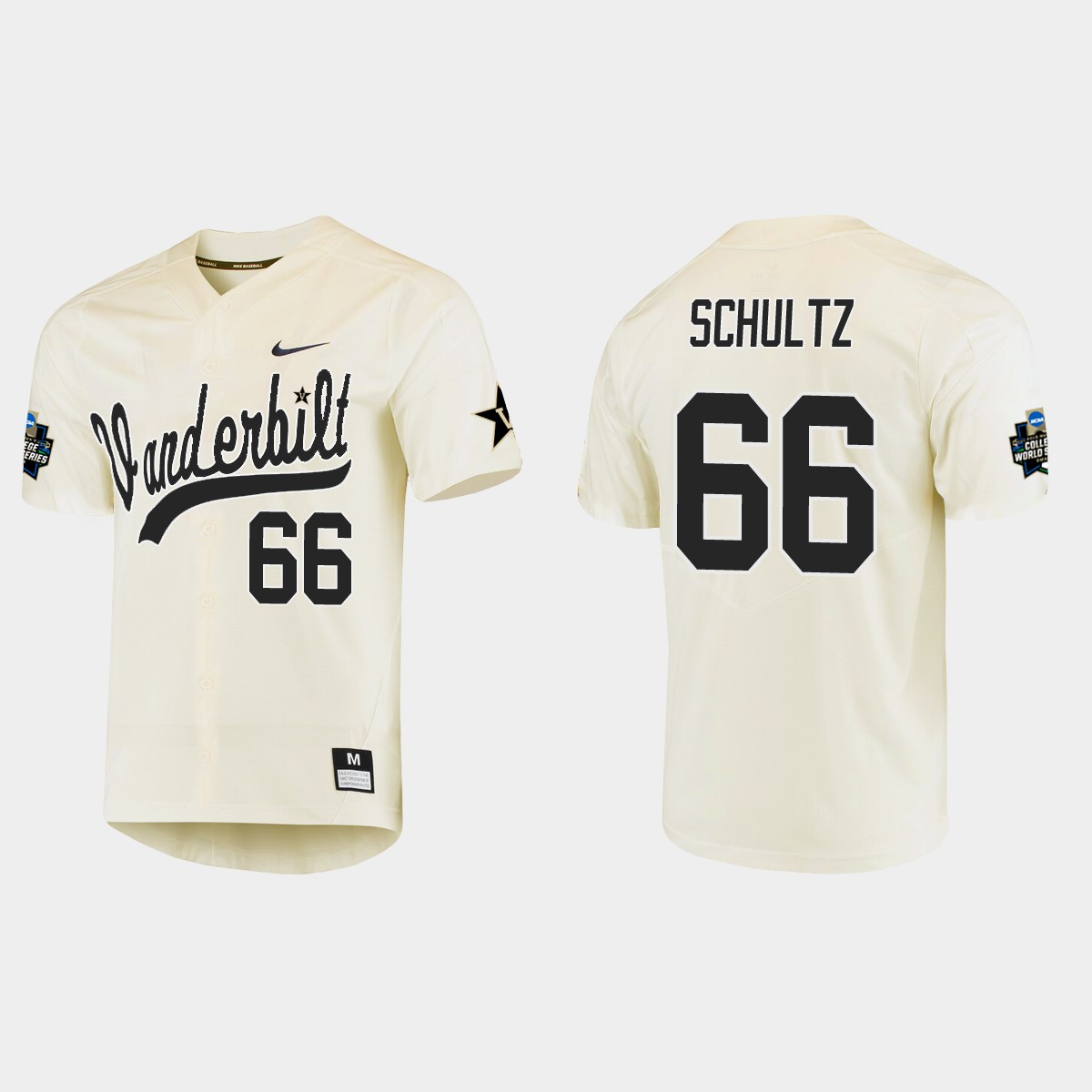Thomas Schultz Vanderbilt Commodores College World Series Jersey - Cream