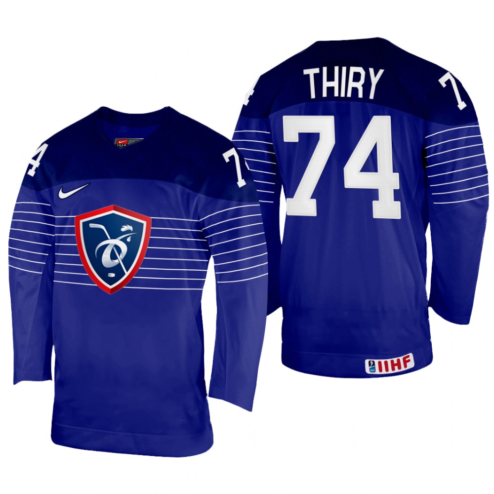 Thomas Thiry France Navy Away Jersey 2022 IIHF World Championship