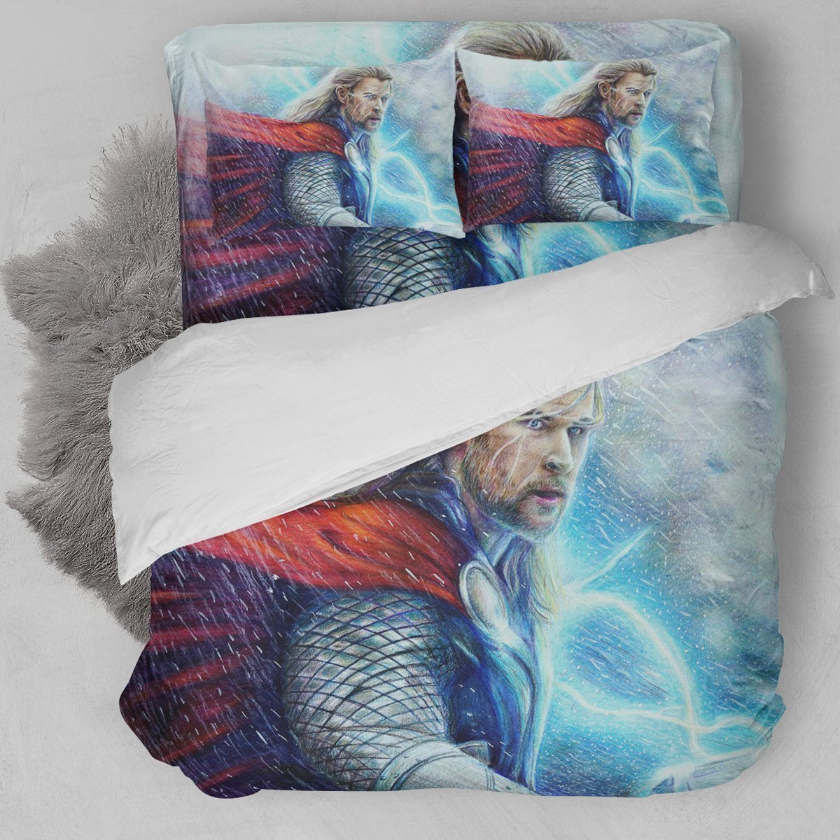 Thor Superhero Artwork Painting A Duvet Cover Bedding Set