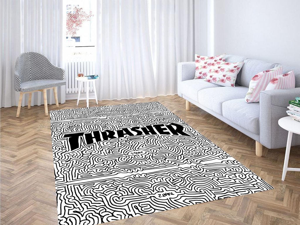 Thrasher Start And End Living Room Modern Carpet Rectangle Rug