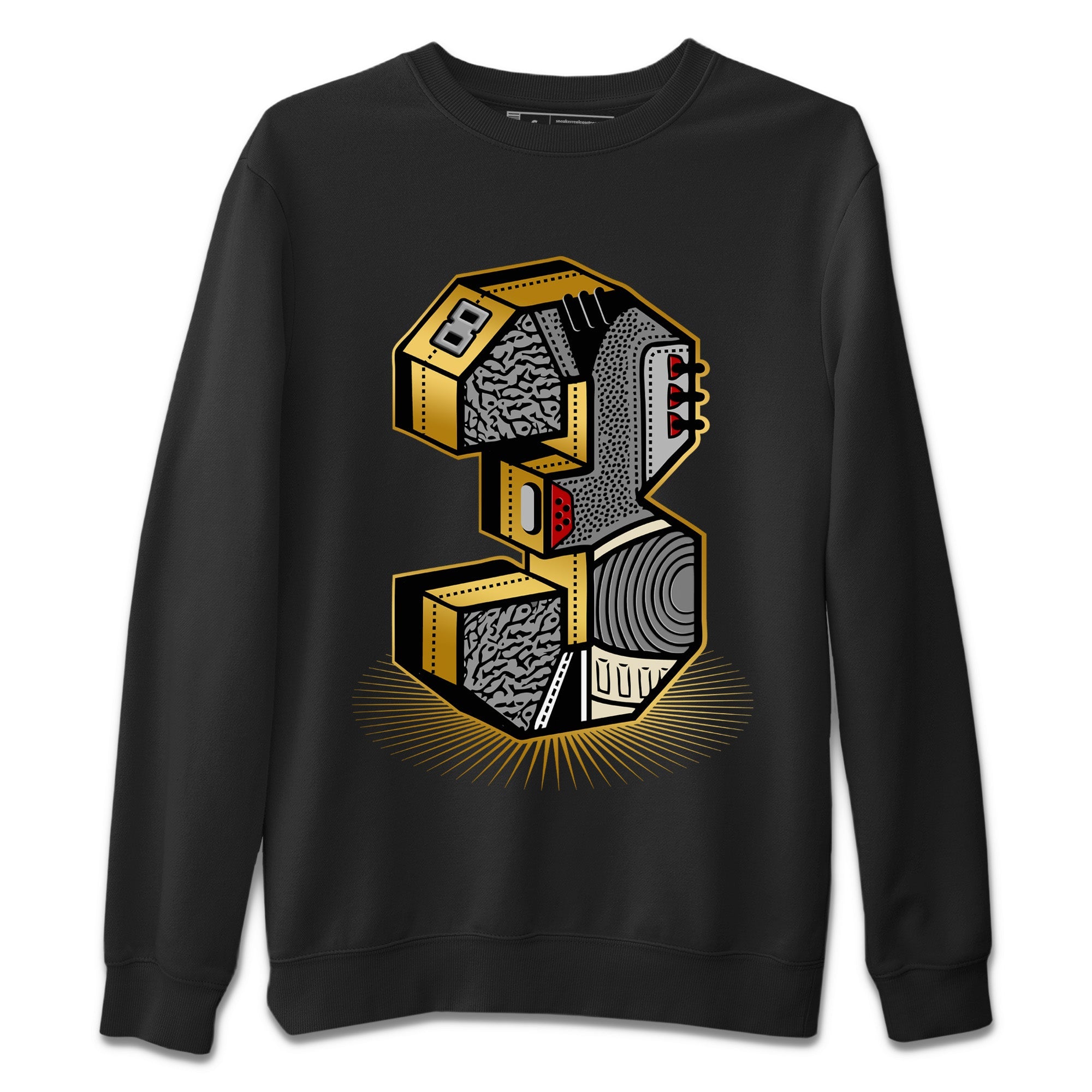 Three Statue Unisex Sweater – Air Jordan 3 Black Gold, Sneakers Matching Sweater