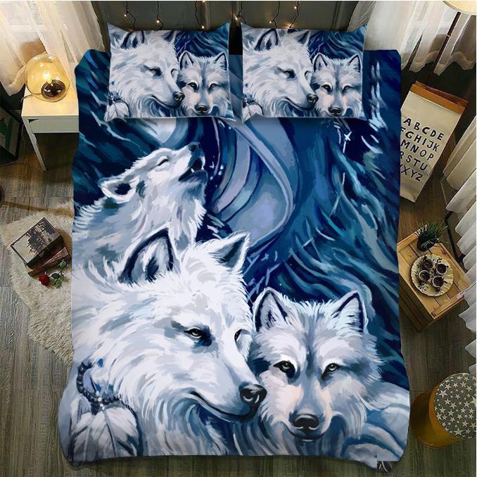 Three Wild Wolves 3D Customized Duvet Cover Bedding Set