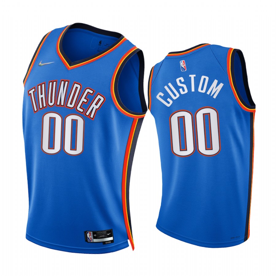 Thunder Custom 75th Diamond Anniversary Blue #00 Jersey 2021-22