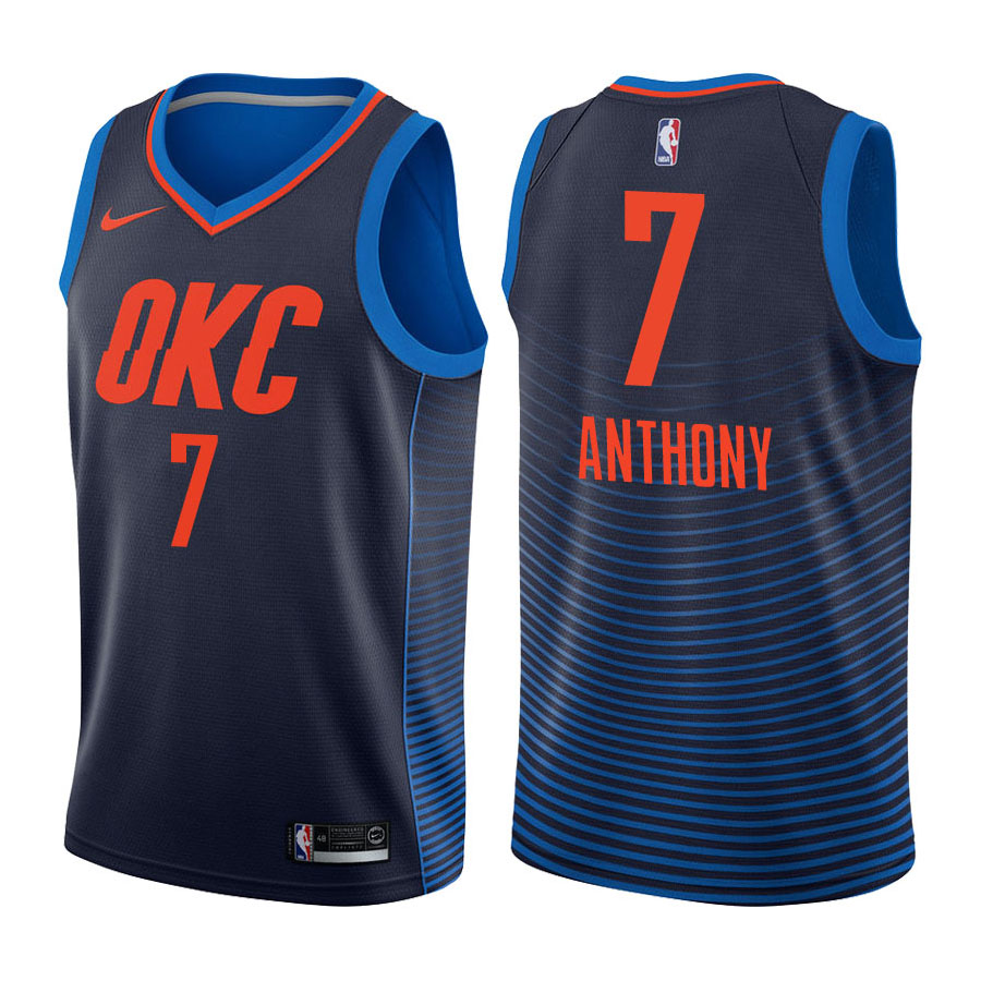 Thunder Male Carmelo Anthony #7 2017-18 Statement Navy Jersey