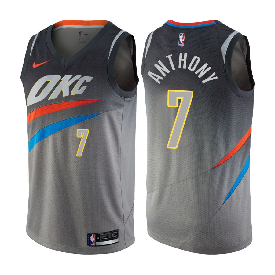 Thunder Male Carmelo Anthony #7 City Edition Gray Jersey