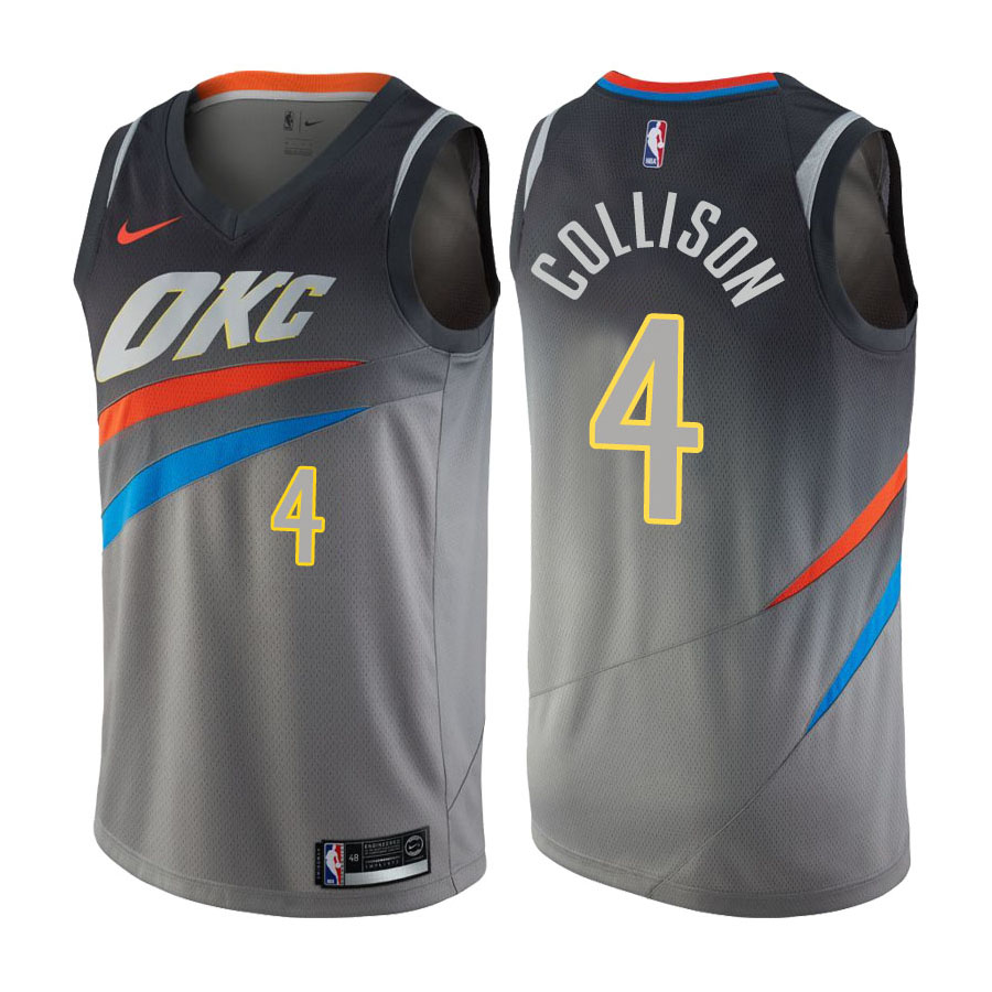 Thunder Male Nick Collison #4 City Edition Gray Jersey