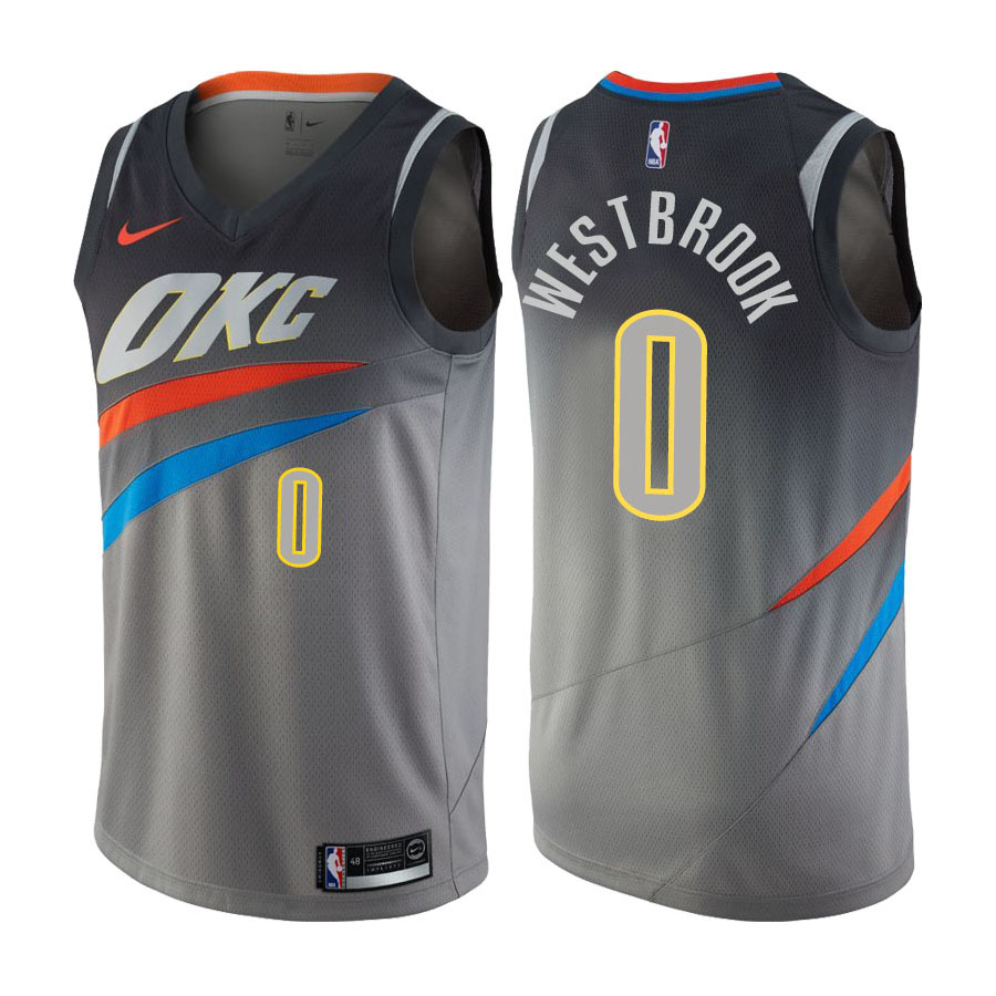 Thunder Male Russell Westbrook #0 City Edition Gray Jersey