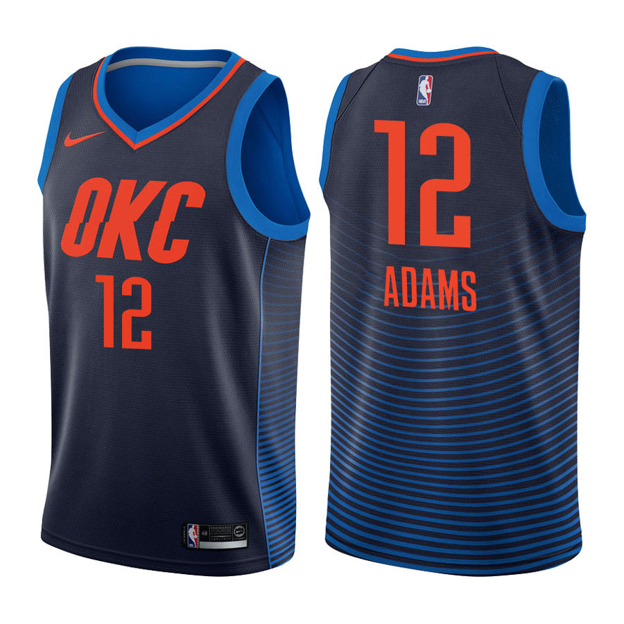 Thunder Male Steven Adams #12 2017-18 Statement Navy Jersey