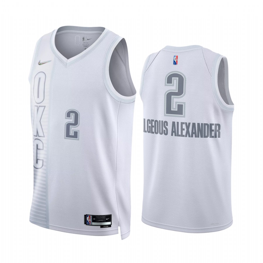 Thunder Shai Gilgeous-Alexander City Edition White 2021-22 Jersey 75th Anniversary