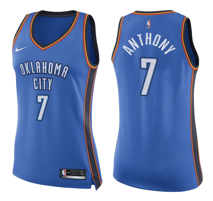 Thunder Women Carmelo Anthony #7 2017-18 Icon Blue Jersey