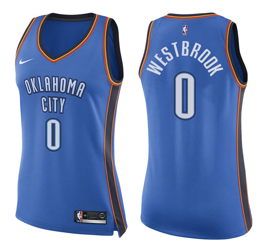 Thunder Women Russell Westbrook #0 2017-18 Icon Blue Jersey