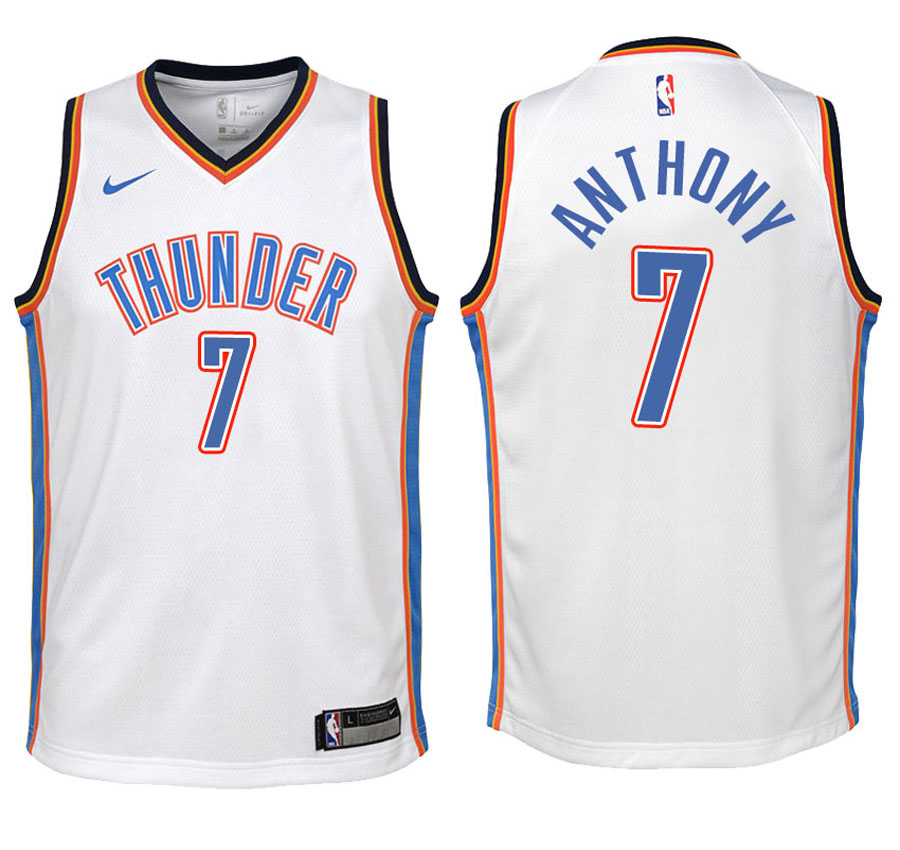 Thunder Youth Carmelo Anthony #7 2017-18 Association White Jersey