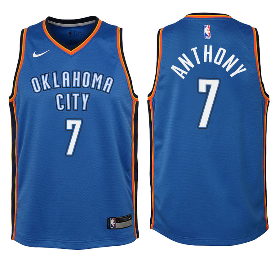 Thunder Youth Carmelo Anthony #7 2017-18 Icon Blue Jersey