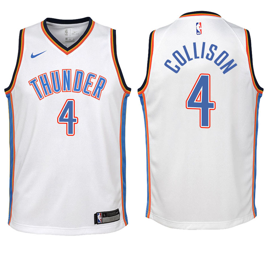 Thunder Youth Nick Collison #4 2017-18 Association White Jersey
