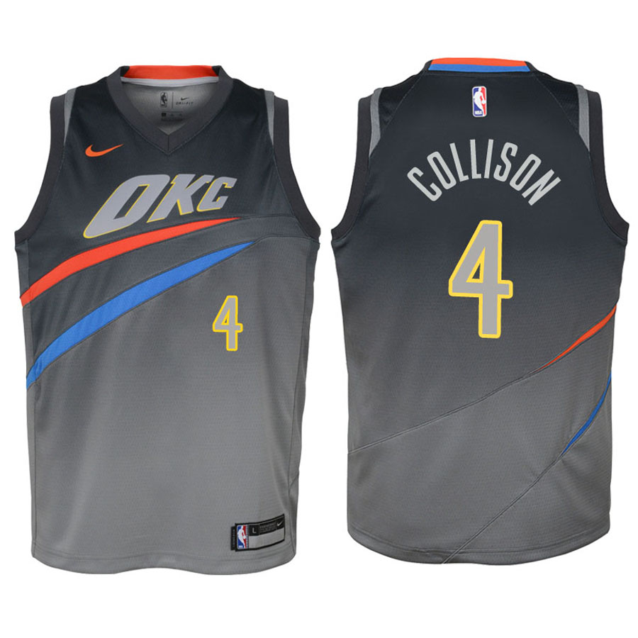 Thunder Youth Nick Collison #4 City Edition Gray Jersey