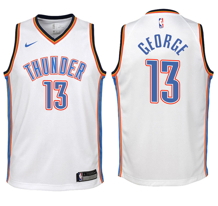 Thunder Youth Paul George #13 2017-18 Association White Jersey