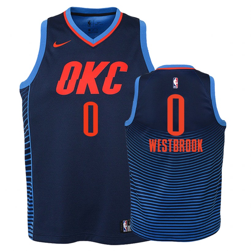Thunder Youth Russell Westbrook #0 Statement Navy Jersey