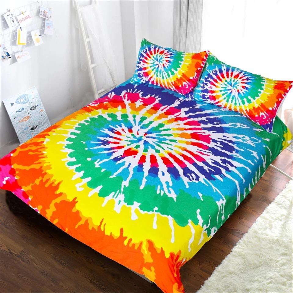 Tie Dye Rainbow 3D Customized Duvet Cover Bedding Set