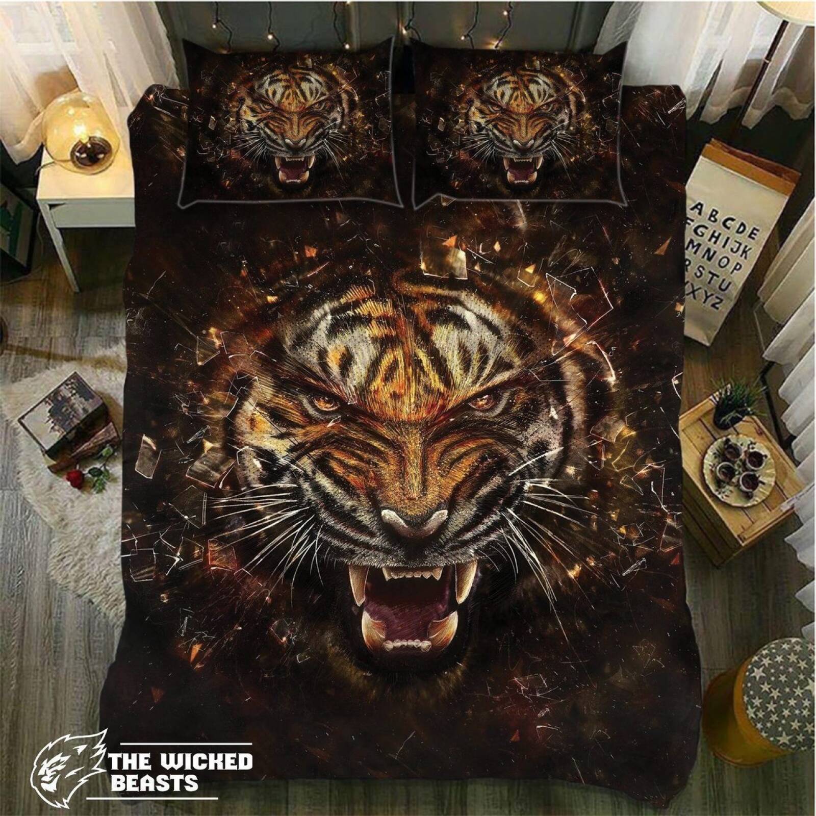 Tiger Break Glass 3D Customized Duvet Cover Bedding Set