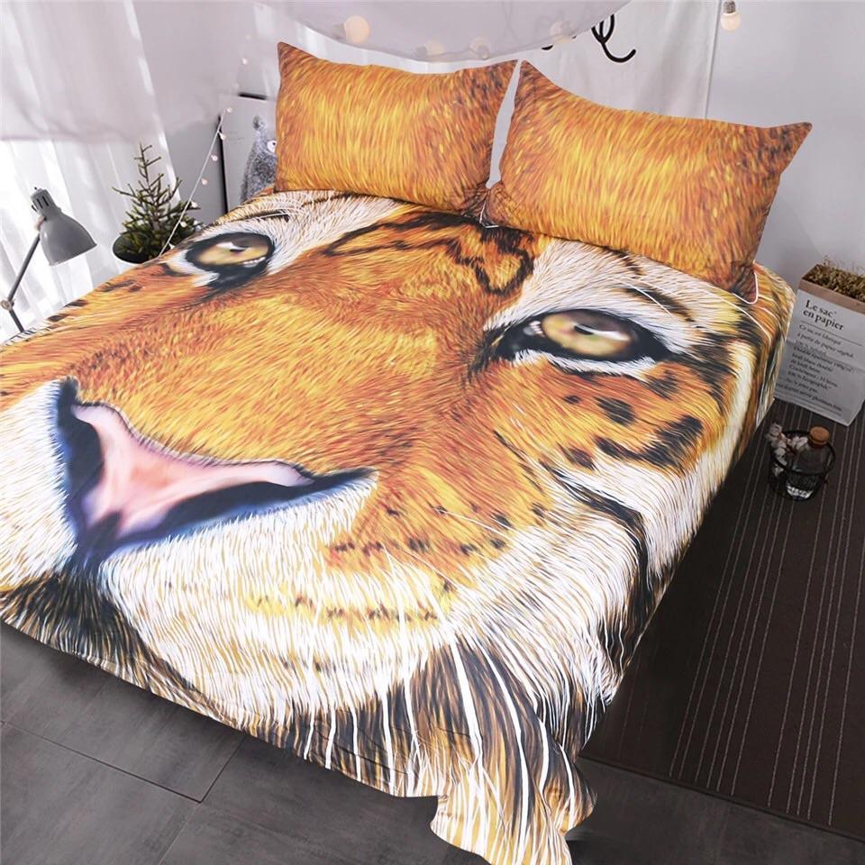Tiger Face 3D Customized Duvet Cover Bedding Set