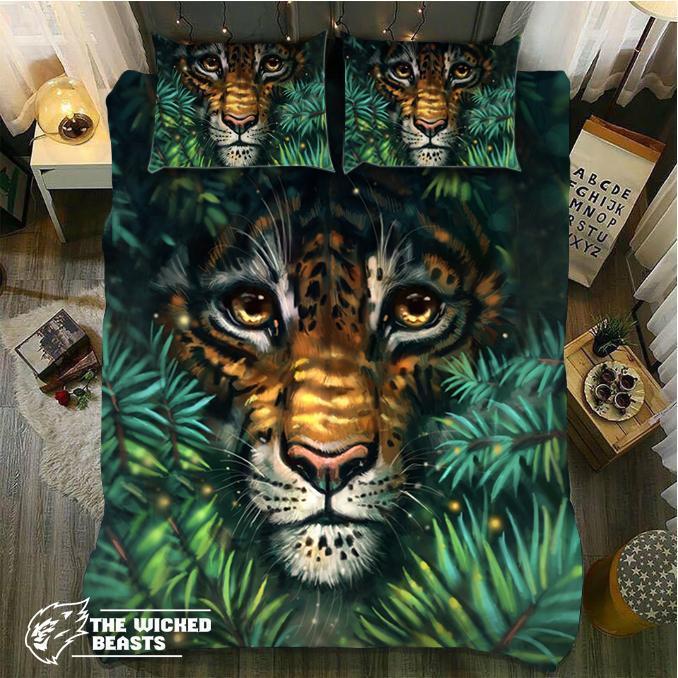 Tiger Inhadows 3D Customized Duvet Cover Bedding Set