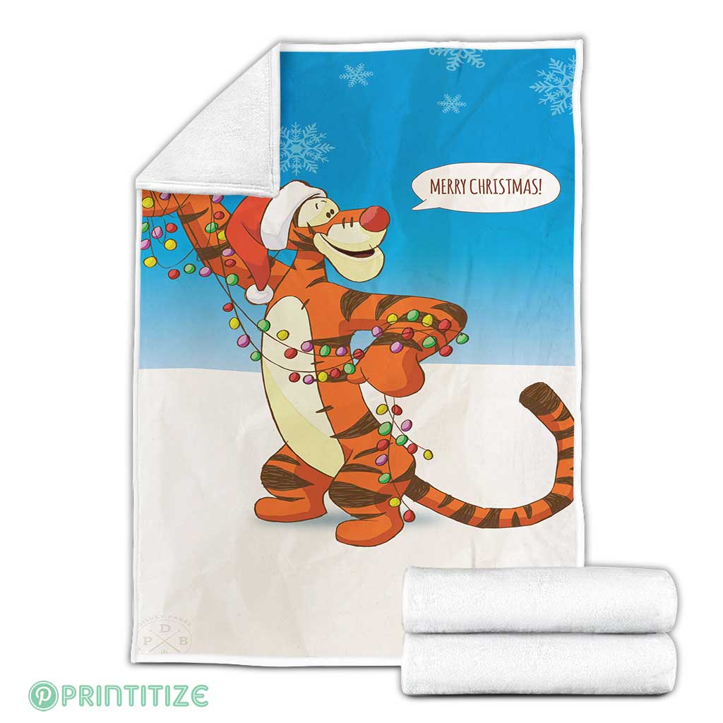 Tiger Merry Cristmas Fleece Blanket