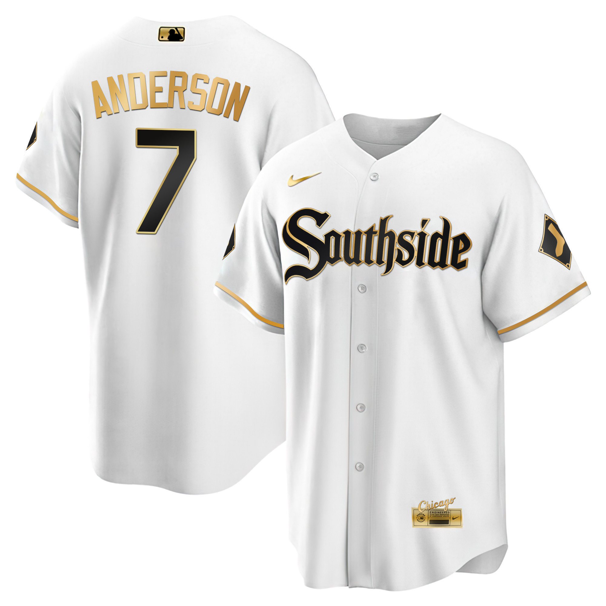 Tim Anderson Men's Chicago White Sox Black Limited & Gold Cool White Gold Jersey - All Stitched