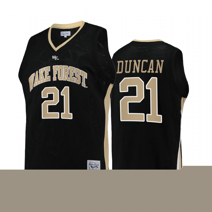 Tim Duncan Wake Forest Demon Deacons Black Jersey College Retro