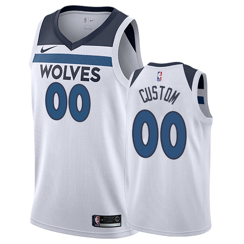 Timberwolves Male Custom #00 Association White Jersey