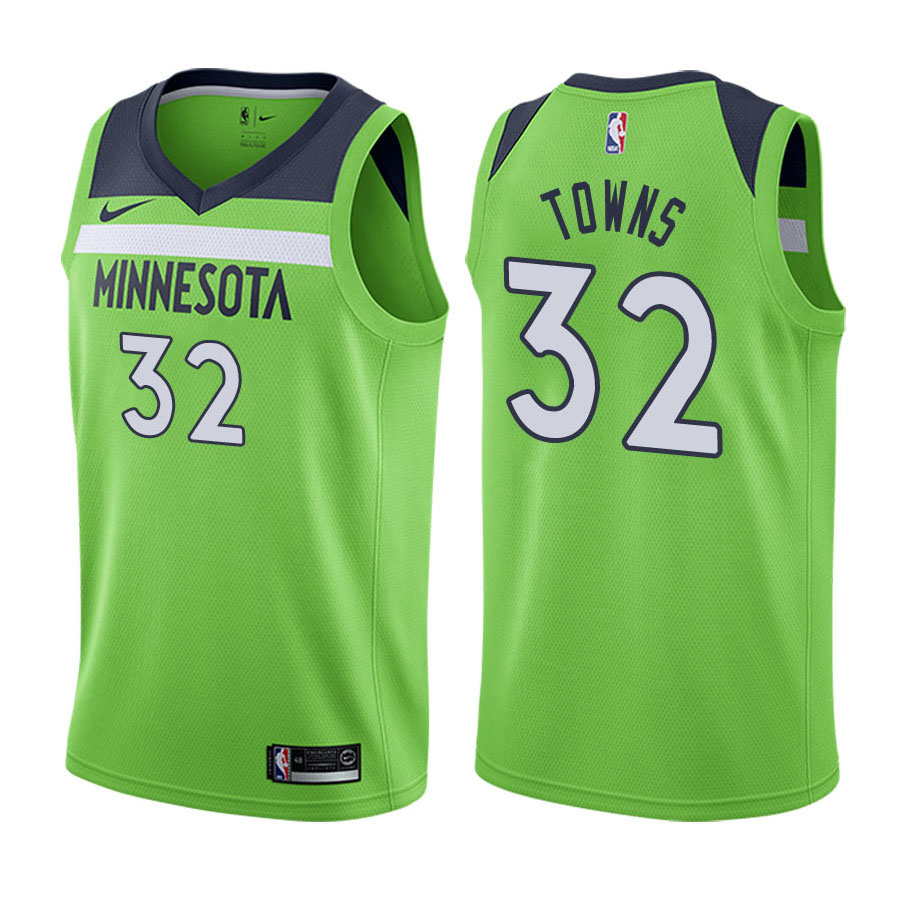 Timberwolves Male Karl-Anthony Towns #32 2017-18 Statement Green Jersey