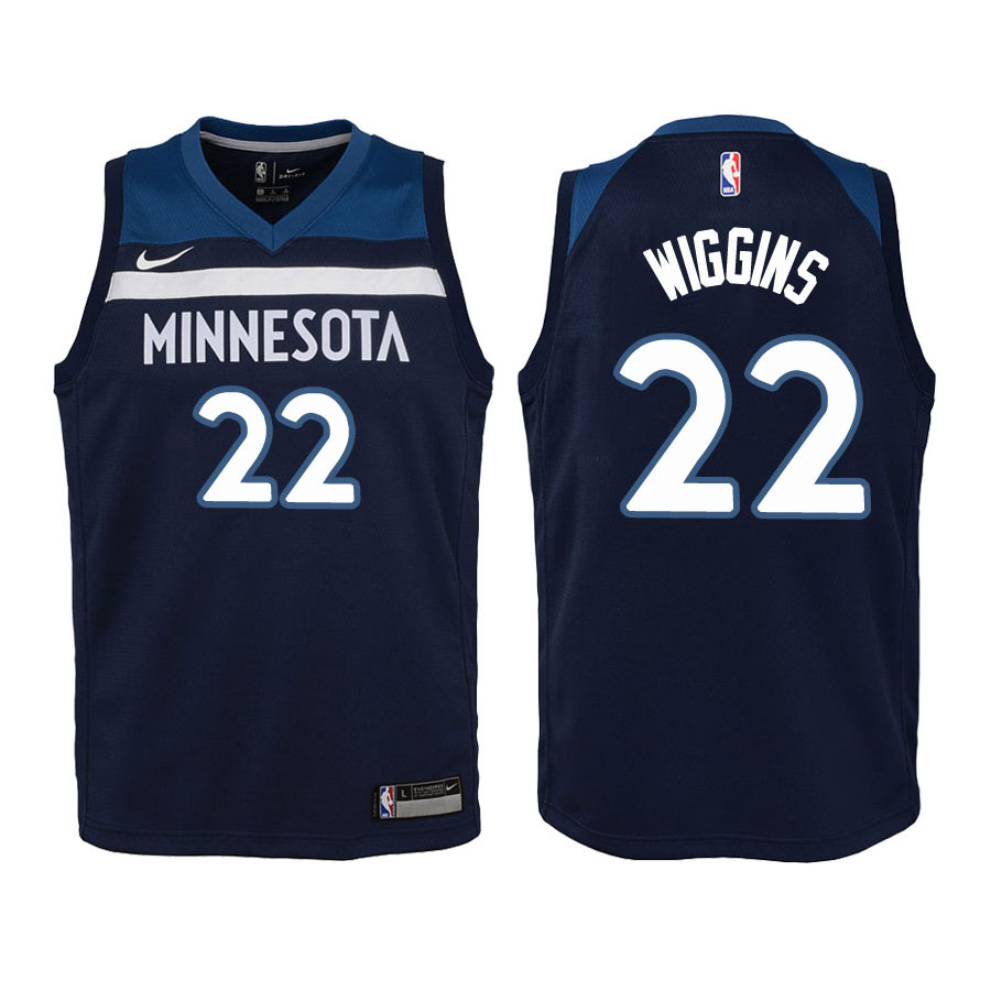 Timberwolves Youth Andrew Wiggins #22 Icon Edition Navy Jersey