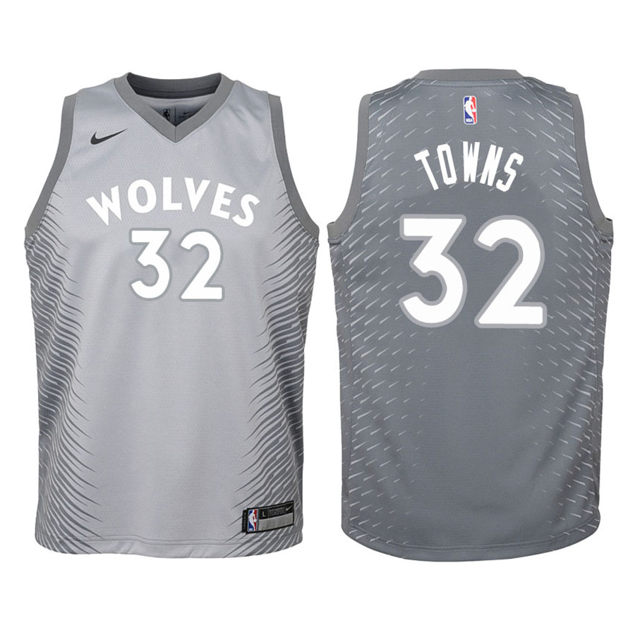 Timberwolves Youth Karl-Anthony Towns #32 City Edition Gray Jersey