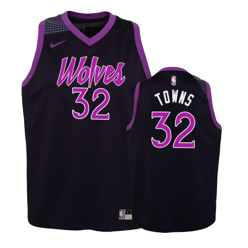 Timberwolves Youth Karl-Anthony Towns #32 City Purple Jersey