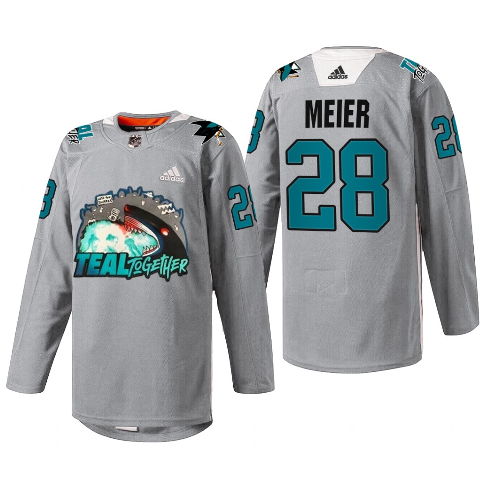 Timo Meier San Jose Sharks Fan Appreciation Jersey Gray #28 Teal Togehter